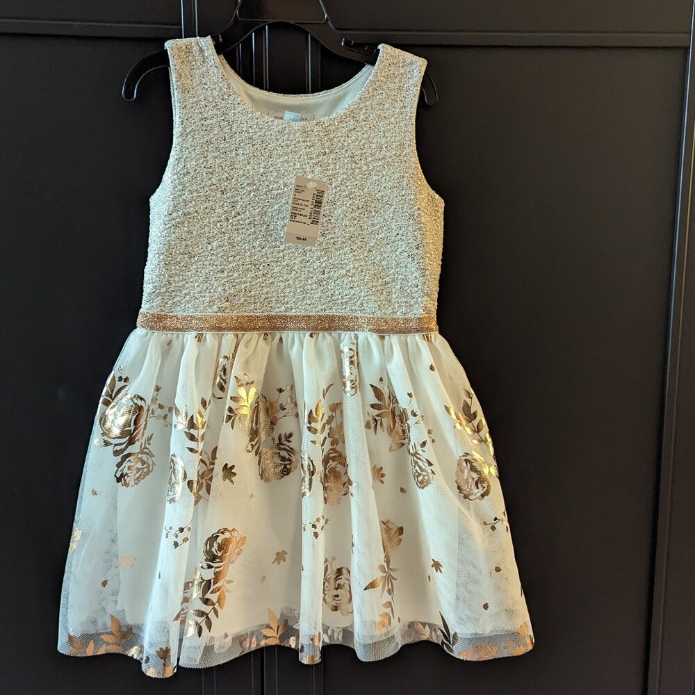 NWT - White and Rose Gold Girls Dress